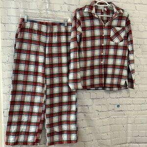 Nordstom’s Plaid Two Plaid  Long Sleeve Pajama Set SZ Small